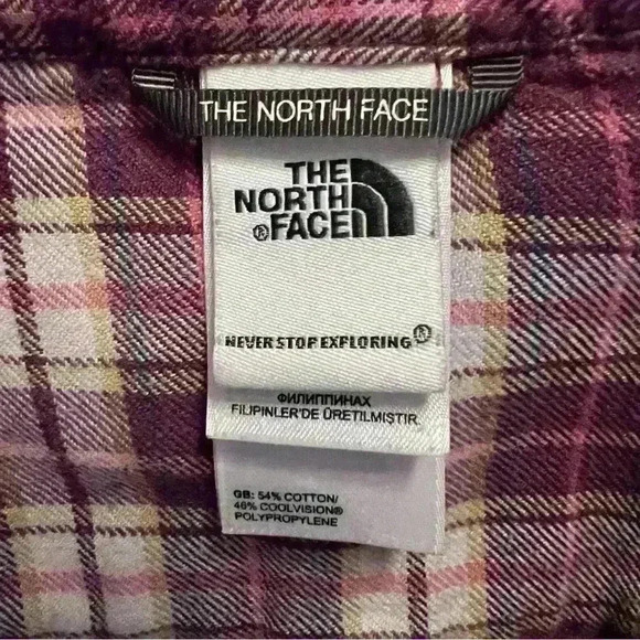 The North Face Women’s S/P Flannel Long Sleeve Snap Up Gray & Purple Plaid Shirt - Picture 4 of 5